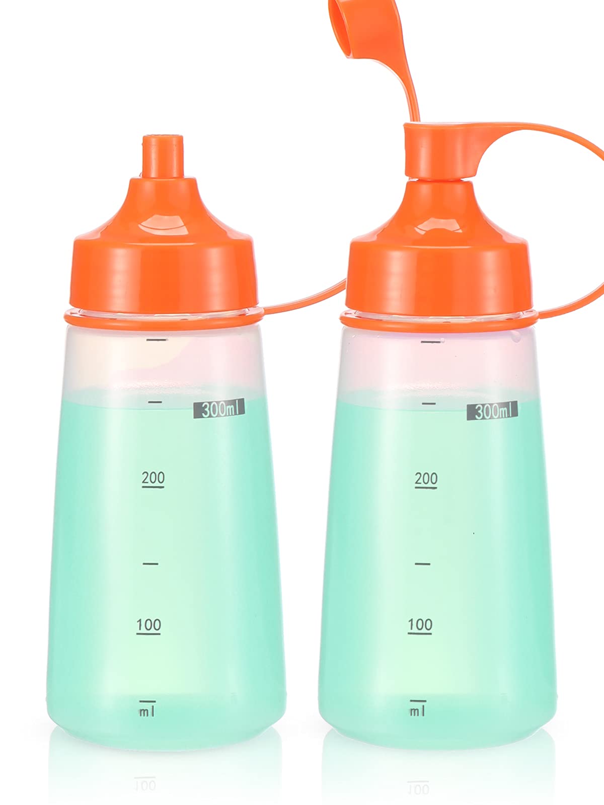 oiununo Squeeze Bottles Wide Mouth - Pack of 2 Condiment Bottle Squeeze BPA free for Chunky Sauces, Resin, Crafts, Condiment Squeeze Bottles 300 mL/10 oz. (Orange)