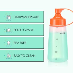 oiununo Squeeze Bottles Wide Mouth - Pack of 2 Condiment Bottle Squeeze BPA free for Chunky Sauces, Resin, Crafts, Condiment Squeeze Bottles 300 mL/10 oz. (Orange)