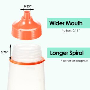 oiununo Squeeze Bottles Wide Mouth - Pack of 2 Condiment Bottle Squeeze BPA free for Chunky Sauces, Resin, Crafts, Condiment Squeeze Bottles 300 mL/10 oz. (Orange)