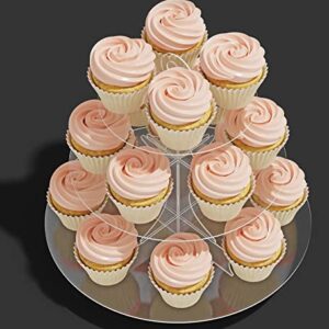 Acrylic Cupcake Stand Tower, 3 Tier Clear Transparent Cupcake Tier Stand Round, Tiered Cupcake Display Stand (Acrylic, Transparent)