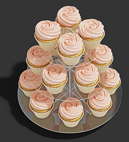 Acrylic Cupcake Stand Tower, 3 Tier Clear Transparent Cupcake Tier Stand Round, Tiered Cupcake Display Stand (Acrylic, Transparent)