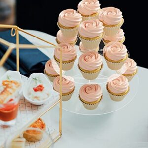 Acrylic Cupcake Stand Tower, 3 Tier Clear Transparent Cupcake Tier Stand Round, Tiered Cupcake Display Stand (Acrylic, Transparent)