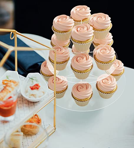 Acrylic Cupcake Stand Tower, 3 Tier Clear Transparent Cupcake Tier Stand Round, Tiered Cupcake Display Stand (Acrylic, Transparent)
