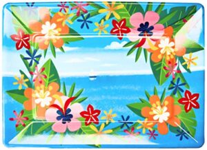 creative converting lush luau plastic tray, 10" x 14", multi-colored