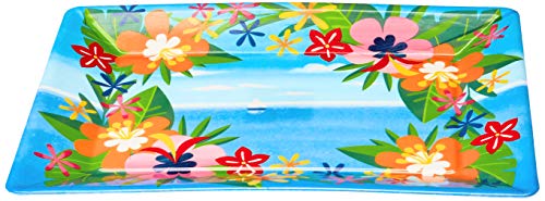 Creative Converting Lush Luau Plastic Tray, 10" x 14", Multi-colored