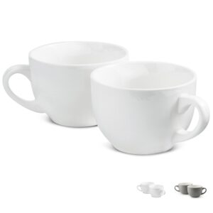 lauchuh coffee mugs set, 24 oz soup mugs with handles porcelain jumbo mugs soup bowls for coffee cereal latte cappuccino snacks, housewarming birthday gifts, set of 2, white