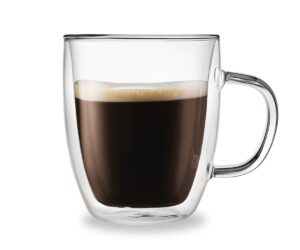 godinger large coffee mug glass double wall insulated - 16oz
