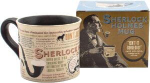the unemployed philosophers guild sherlock holmes coffee mug - featuring quotes from the famous detective, rules of deduction, intriguing images, and more, comes in a fun box, 14 oz.