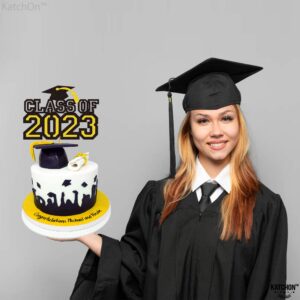 KatchOn, Graduation Cupcake Stand 2024-3 Tiers, Black and Gold Cupcake Holders | Graduation Cupcake Liners | Graduation Cupcake Holder Cake Decorations | Black and Gold Graduation Decorations 2024