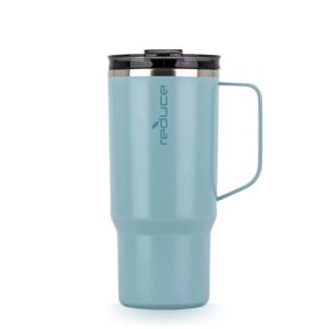 REDUCE 24 oz Travel Coffee/Tea Mug with Handle- Vacuum Insulated Stainless Steel Reusable Tumbler for Home, Office, Cupholder Friendly for Car, Splashproof Lid, Keeps Drink Hot for 8 hrs- Rose