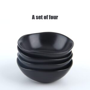 XinHuiGY Matte Ceramic Dipping Sauce Dishes,Black Sushi Soy Sauce Dipping Bowls Appetizer Plates with Irregular Edge Side Dish for Kitchen Home Housewarming (Black)