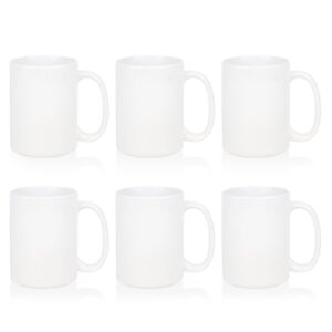 maikesub sublimation blank ceramic coffee mugs set of 6 pcs white mugs 15 oz porcelain espresso cups sublimation mugs blank diy for coffee soup tea milk latte hot cocoa etc
