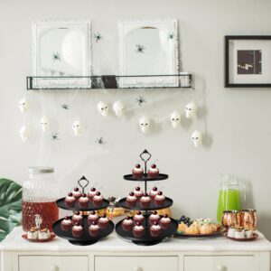 Set of 4 Pcs Iron Cake Stand Cake Holder Dessert Serving Trays for Wedding Birthday Party Baby Shower Halloween Display (Black)