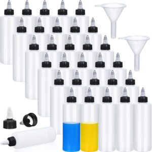honeydak 30 pack 8.5 oz squeeze bottles boston empty dispensing bottles plastic lab dispensing bottles with twist top cap funnel for liquids inks oil sauce condiments arts and crafts