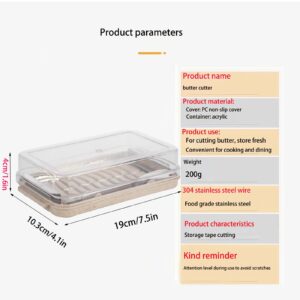 Donfafecuer Butter Slicer Cutter Stainless Steel,Butter Pan Container with Lid Plastic Butter Container with Knife, Small Butter Container (Wheat Base Color)