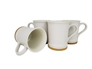 essential drinkware 15oz entice ivory white tall ceramic coffee mug, set of 4 - large handles, dishwasher and microwave safe