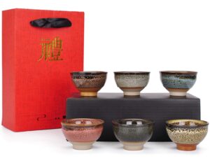 vanenjoy 6 sets colorful tea cups - kiln transformation chinese handmake jianzhan