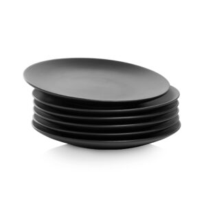 10 Strawberry Street Wazee Matte 10.5" Coupe Dinner Plate, Set of 6, Black