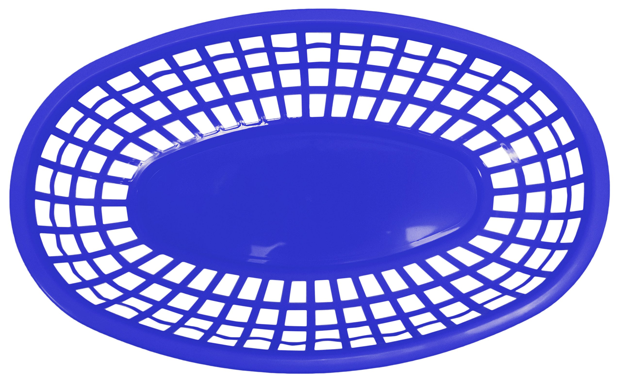 Set of 12 Blue Oval Fast Food / Deli Baskets, 9.25 by 5.67-Inch, Blue (12)