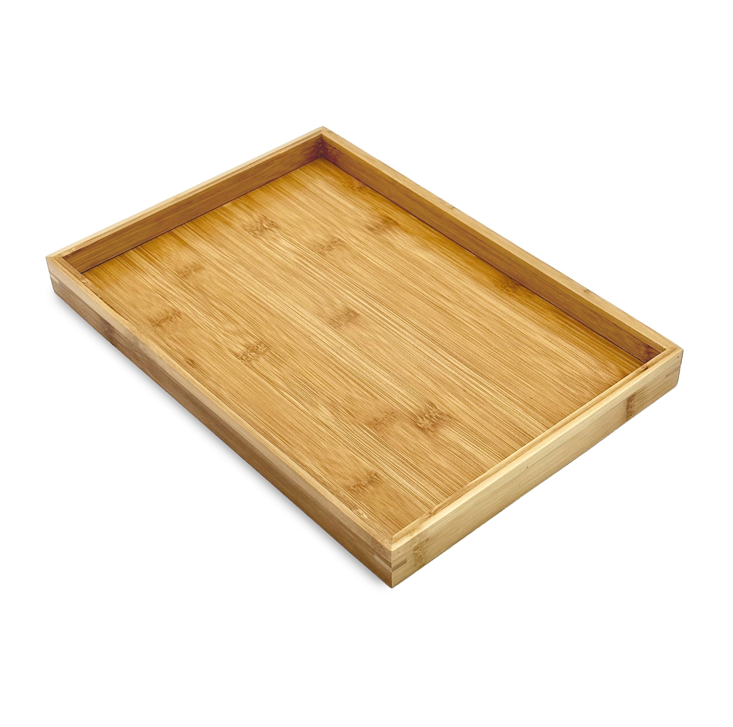 Bam & Boo - Natural Bamboo Serving Tray Modern Rectangular - for Food, Drinks, Decor, Vanity in Home, Kitchen, Bathroom, Coffee Table, Bed(Medium, 13” x 9" x 1.2")