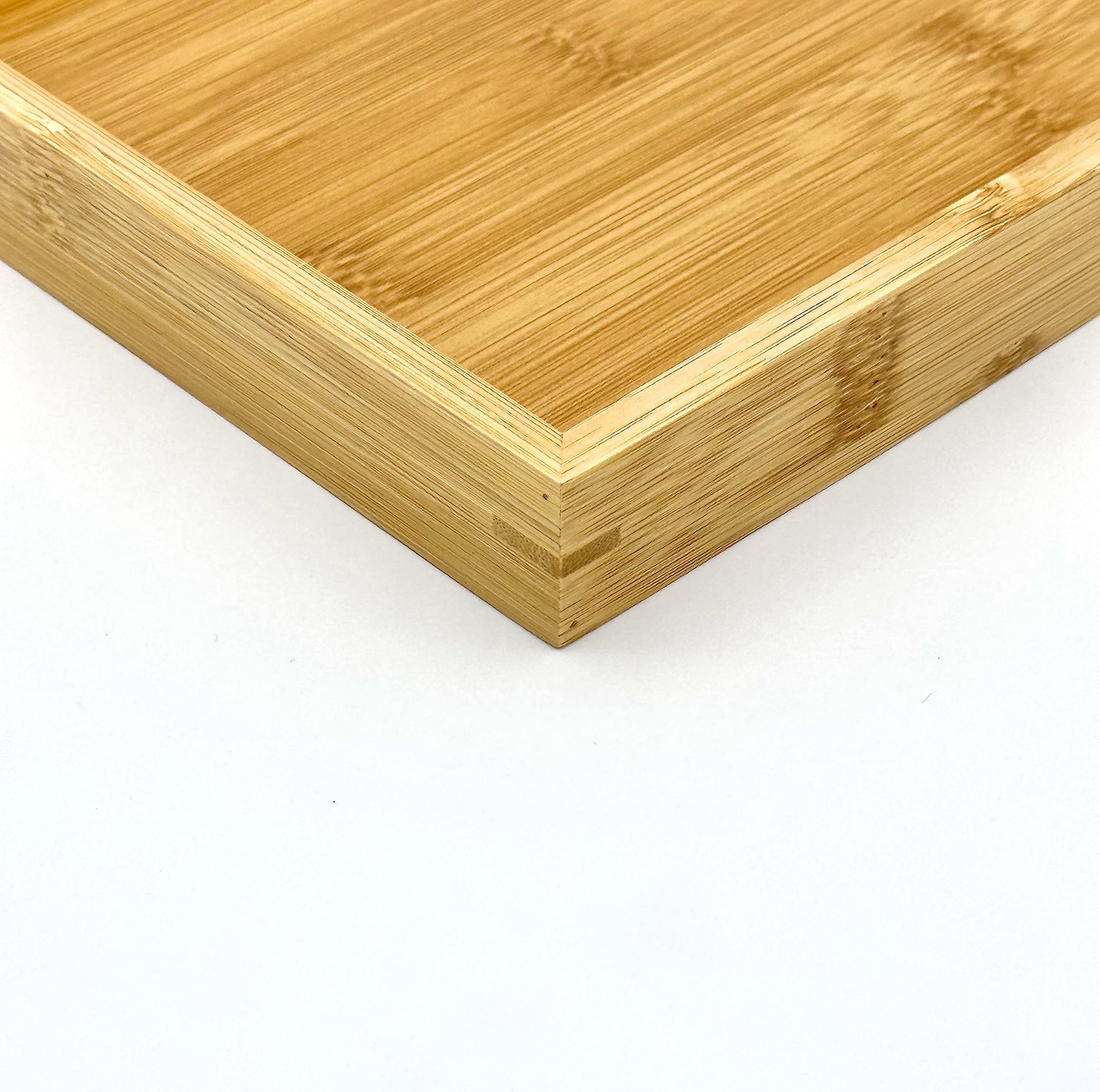 Bam & Boo - Natural Bamboo Serving Tray Modern Rectangular - for Food, Drinks, Decor, Vanity in Home, Kitchen, Bathroom, Coffee Table, Bed(Medium, 13” x 9" x 1.2")