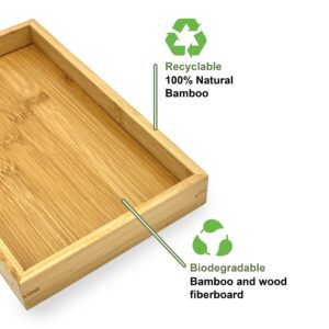 Bam & Boo - Natural Bamboo Serving Tray Modern Rectangular - for Food, Drinks, Decor, Vanity in Home, Kitchen, Bathroom, Coffee Table, Bed(Medium, 13” x 9" x 1.2")