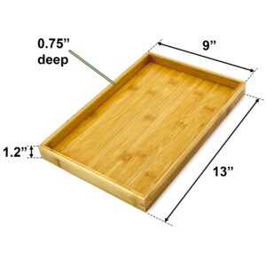 Bam & Boo - Natural Bamboo Serving Tray Modern Rectangular - for Food, Drinks, Decor, Vanity in Home, Kitchen, Bathroom, Coffee Table, Bed(Medium, 13” x 9" x 1.2")