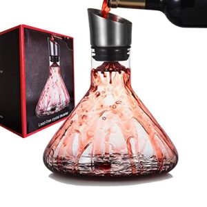 smaier wine decanter built-in aerator pourer（750ml）, wine carafe red wine decanter,100% lead-free crystal glass, wine hand-held aerator, wine gift, wine accessories
