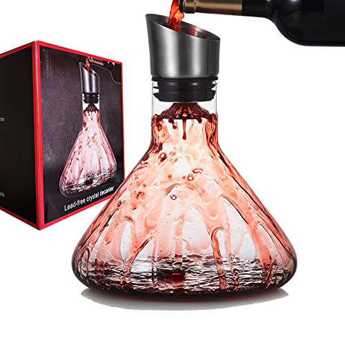 Smaier Wine Decanter Built-in Aerator Pourer（750ml）, Wine Carafe Red Wine Decanter,100% Lead-free Crystal Glass, Wine Hand-held Aerator, Wine Gift, Wine Accessories