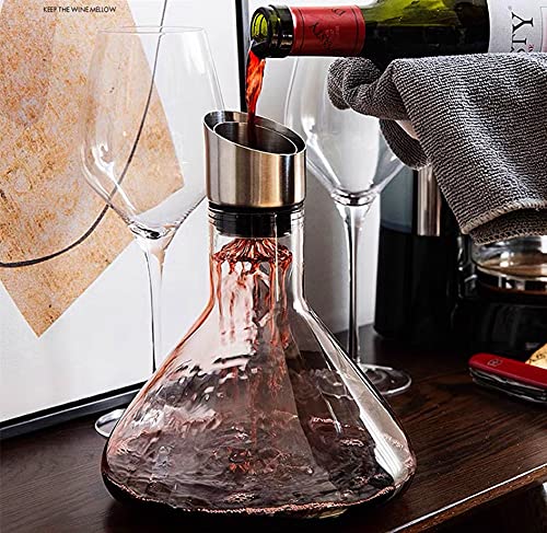 Smaier Wine Decanter Built-in Aerator Pourer（750ml）, Wine Carafe Red Wine Decanter,100% Lead-free Crystal Glass, Wine Hand-held Aerator, Wine Gift, Wine Accessories