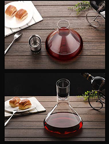 Smaier Wine Decanter Built-in Aerator Pourer（750ml）, Wine Carafe Red Wine Decanter,100% Lead-free Crystal Glass, Wine Hand-held Aerator, Wine Gift, Wine Accessories