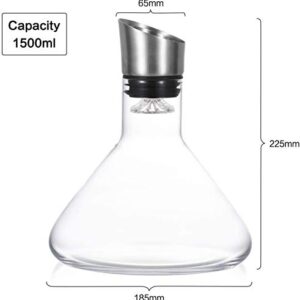 Smaier Wine Decanter Built-in Aerator Pourer（750ml）, Wine Carafe Red Wine Decanter,100% Lead-free Crystal Glass, Wine Hand-held Aerator, Wine Gift, Wine Accessories