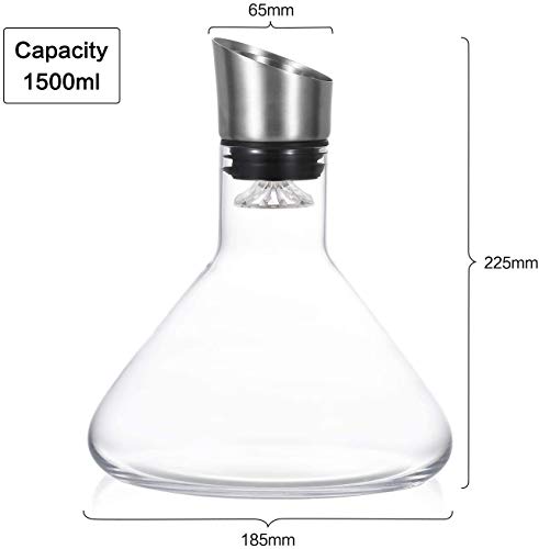 Smaier Wine Decanter Built-in Aerator Pourer（750ml）, Wine Carafe Red Wine Decanter,100% Lead-free Crystal Glass, Wine Hand-held Aerator, Wine Gift, Wine Accessories