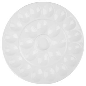 Foraineam 12.6 Inches Porcelain Deviled Egg Tray/Platter, White Egg Dish with 25 Compartments