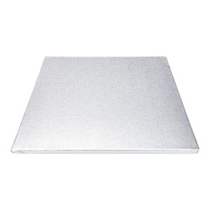 Restaurantware Pastry Tek 12 Inch Cake Board 1 Durable Cake Drum - Square Covered Edges Metallic Silver Paper Cake Base Disposable For Birthdays Weddings Or Parties