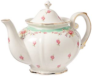 gracie china by coastline imports green 5-cup gracie china vintage rose porcelain teapot