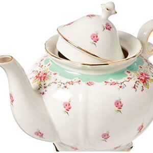 Gracie China by Coastline Imports Green 5-Cup Gracie China Vintage Rose Porcelain Teapot