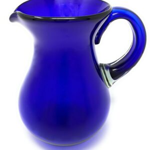 Mexican Hand Blown Glass Pitcher – Cobalt - Juice, Margaritas, Water, Lemonade (84 oz)