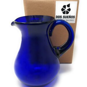 Mexican Hand Blown Glass Pitcher – Cobalt - Juice, Margaritas, Water, Lemonade (84 oz)