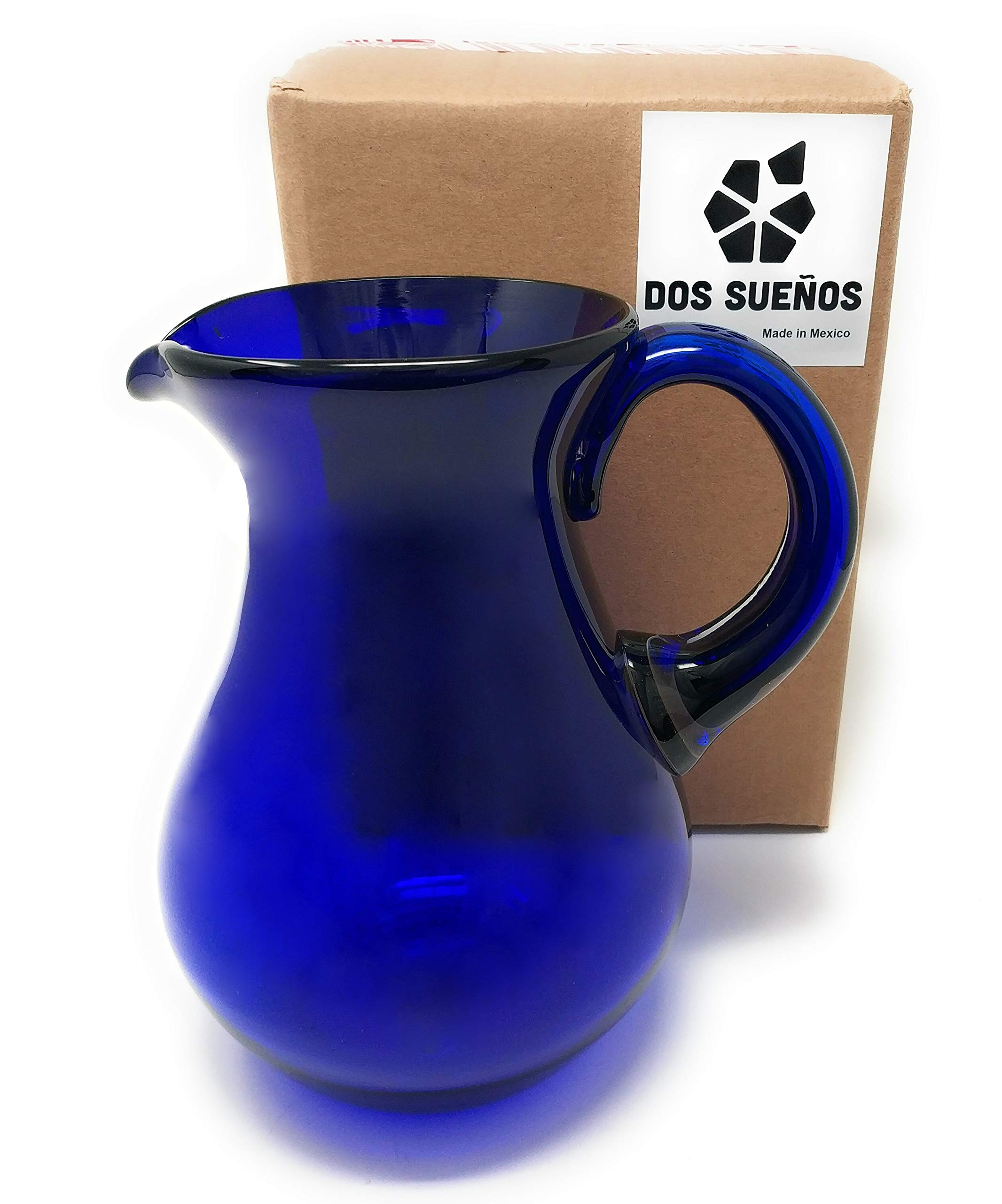 Mexican Hand Blown Glass Pitcher – Cobalt - Juice, Margaritas, Water, Lemonade (84 oz)