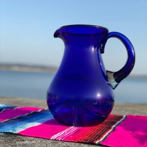 Mexican Hand Blown Glass Pitcher – Cobalt - Juice, Margaritas, Water, Lemonade (84 oz)