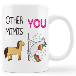 kunlisa best mimi mug cup,other mimis vs you cute unicorn ceramic mug-11oz coffee milk tea mug cup,grandmother grandma mimi birthday mother's day gifts from grandson granddaughter