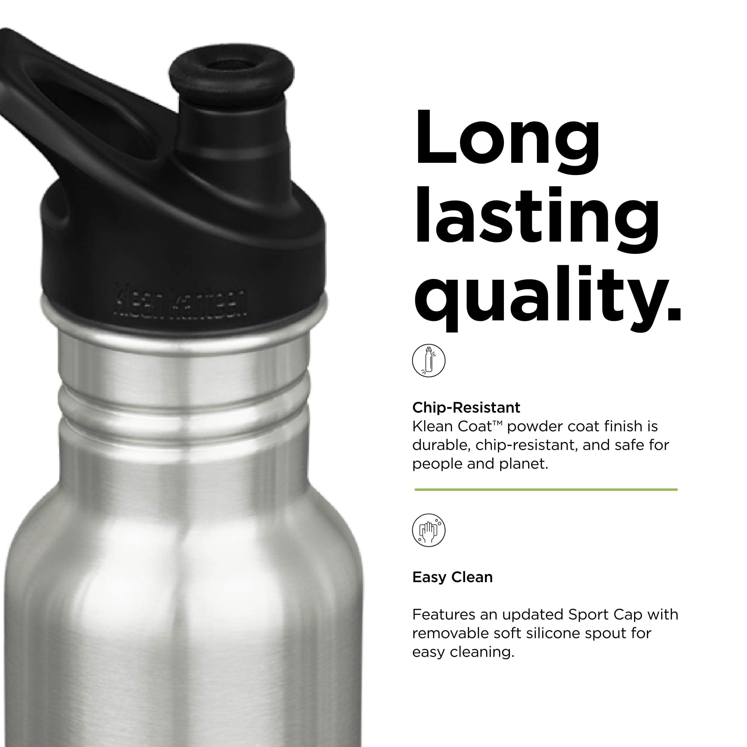 Klean Kanteen Classic Narrow Sport Cap Brushed Stainless Bottle 532Ml, 1 EA