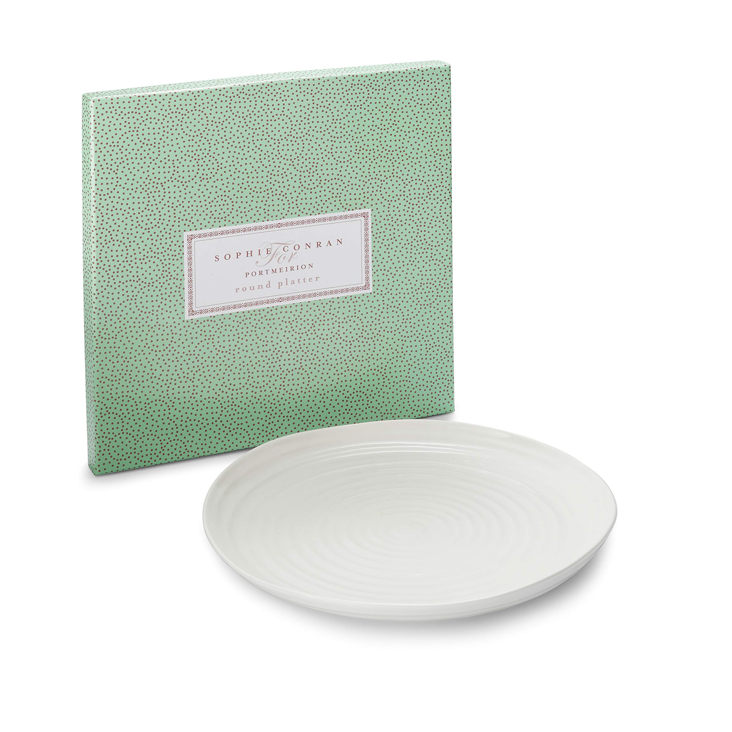 Portmeirion Sophie Conran White Round Platter | 12 Inch Porcelain Serving Tray for Appetizers, Snacks, and Sandwiches | Made from Fine Porcelain | Dishwasher and Microwave Safe