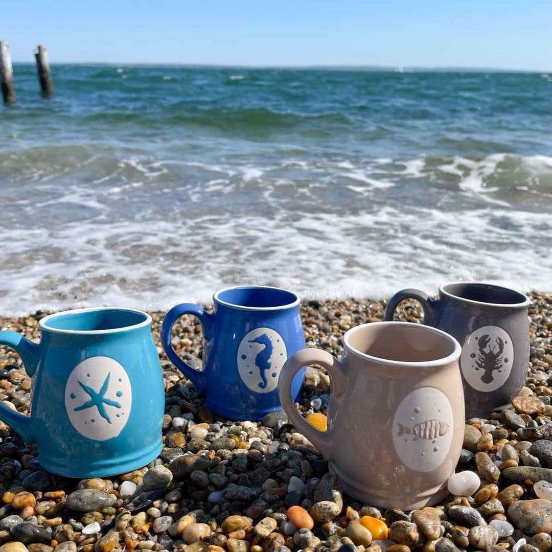 EuroCeramica OCE-86668 4 Piece Ocean Assorted Mugs, Multicolor