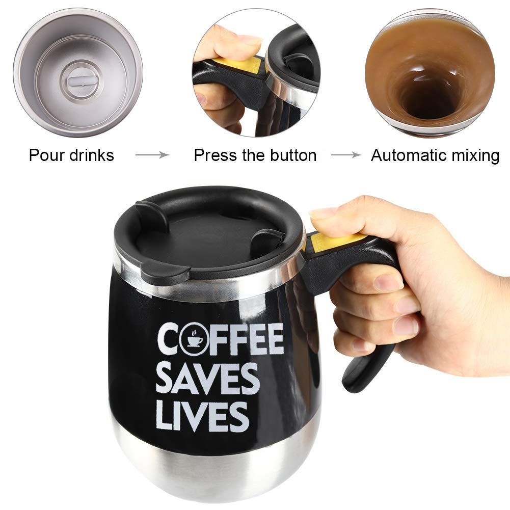 BINE Update Self Stirring Mug Auto Self Mixing Stainless Steel Cup for Coffee/Tea/Hot Chocolate/Milk Mug for Office/Kitchen/Travel/Home -450ml/15oz