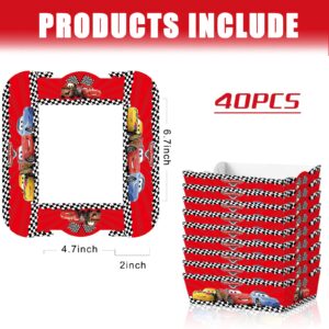 40 Pack Cars Birthday Party Supplies, Cars Food Tray Race Car Party Favors Paper Food Serving Tray Paper Trays