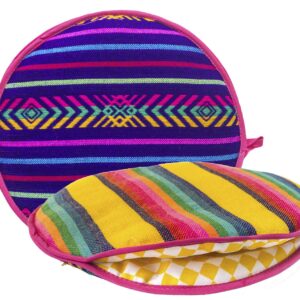 Authentic Mexican Cloth Tortilla Holder Warmer Pouch. Insulated Tortillera Mexicana Microwave Oven Safe for Corn, Flour Taco, Burrito, Quesadilla,Bread, Roti. Tortillero Termico de Tela Stripes