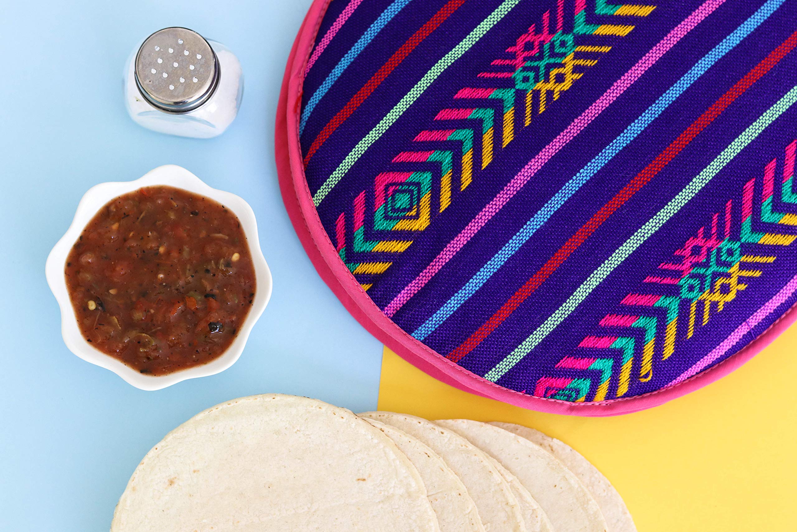 Authentic Mexican Cloth Tortilla Holder Warmer Pouch. Insulated Tortillera Mexicana Microwave Oven Safe for Corn, Flour Taco, Burrito, Quesadilla,Bread, Roti. Tortillero Termico de Tela Stripes