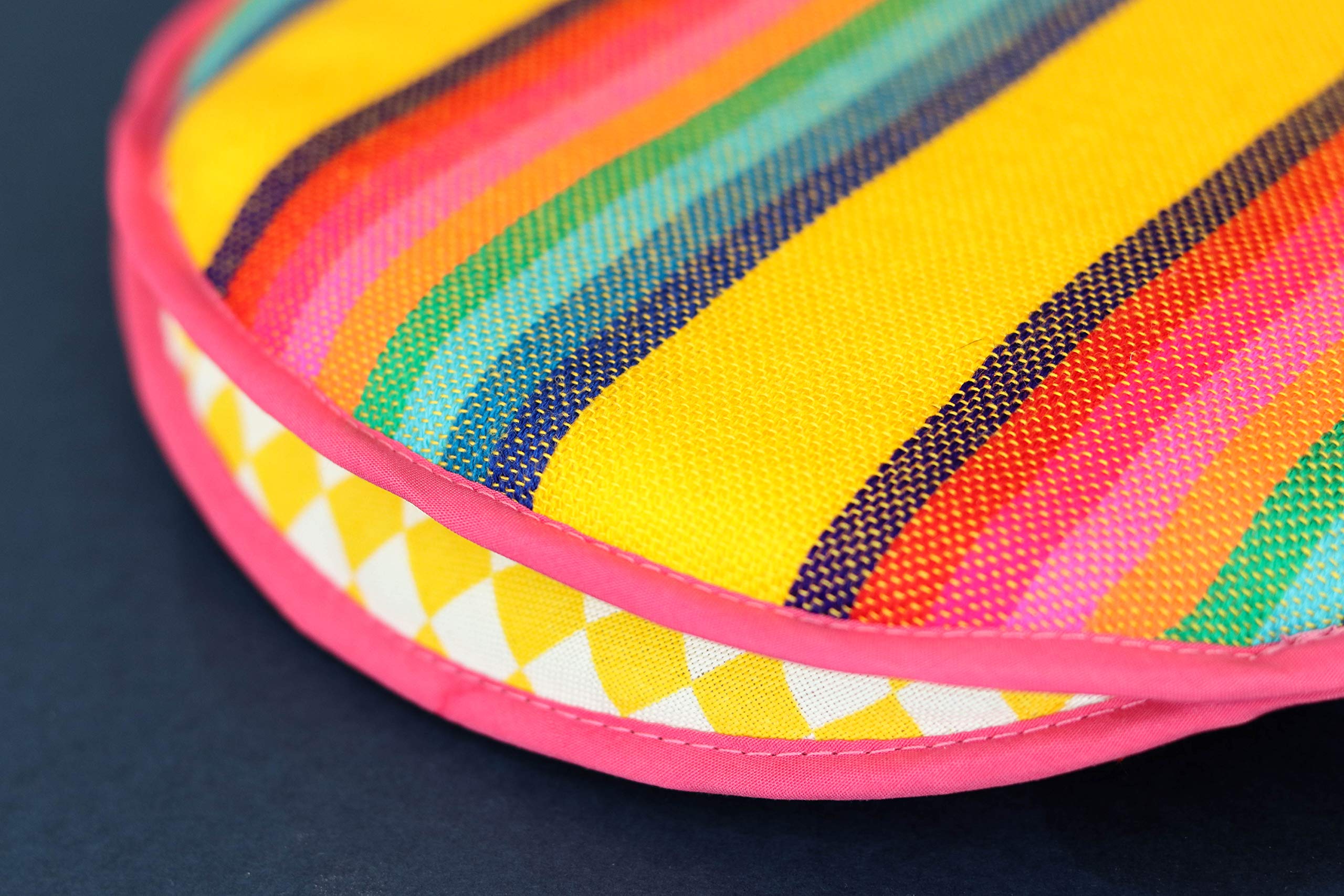 Authentic Mexican Cloth Tortilla Holder Warmer Pouch. Insulated Tortillera Mexicana Microwave Oven Safe for Corn, Flour Taco, Burrito, Quesadilla,Bread, Roti. Tortillero Termico de Tela Stripes